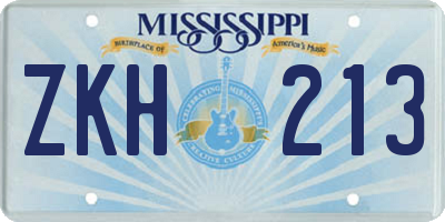 MS license plate ZKH213