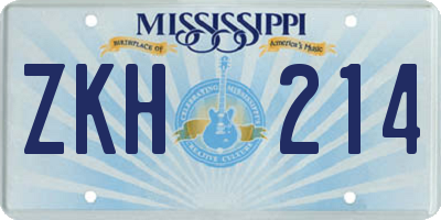 MS license plate ZKH214