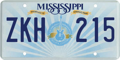 MS license plate ZKH215