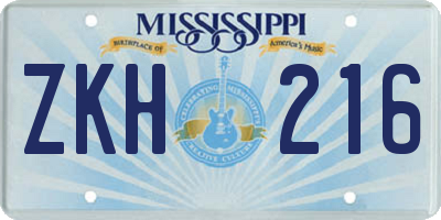MS license plate ZKH216