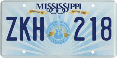 MS license plate ZKH218
