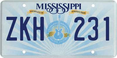 MS license plate ZKH231