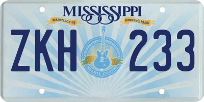 MS license plate ZKH233