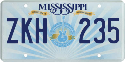 MS license plate ZKH235