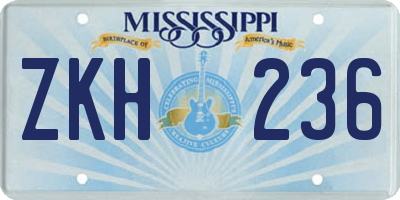 MS license plate ZKH236