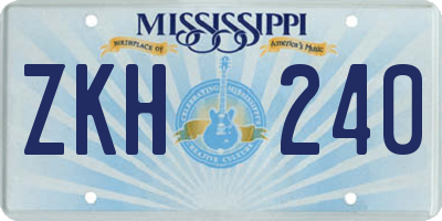 MS license plate ZKH240