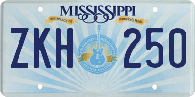 MS license plate ZKH250