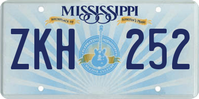 MS license plate ZKH252