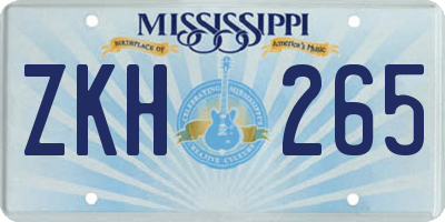 MS license plate ZKH265