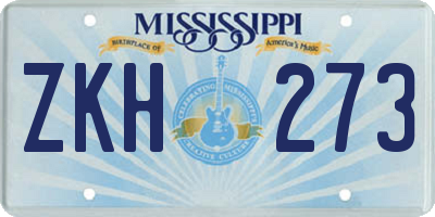 MS license plate ZKH273
