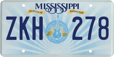 MS license plate ZKH278