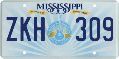 MS license plate ZKH309