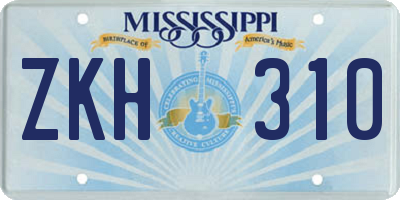 MS license plate ZKH310