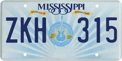MS license plate ZKH315