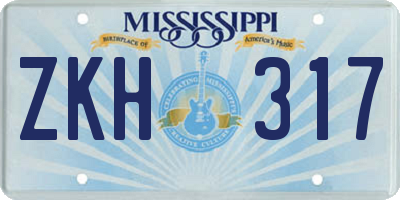 MS license plate ZKH317