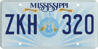 MS license plate ZKH320