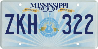 MS license plate ZKH322