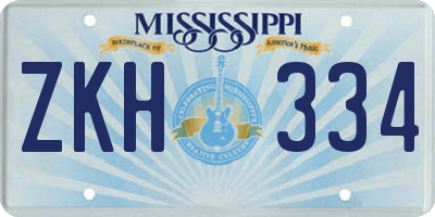MS license plate ZKH334