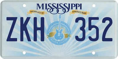 MS license plate ZKH352