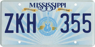 MS license plate ZKH355