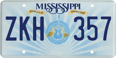 MS license plate ZKH357