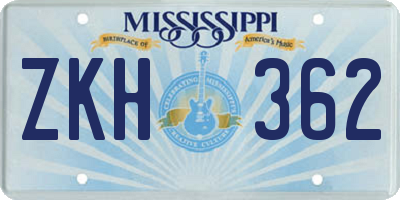 MS license plate ZKH362