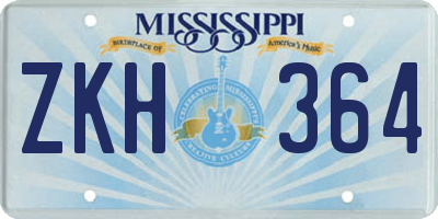 MS license plate ZKH364