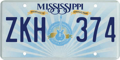 MS license plate ZKH374