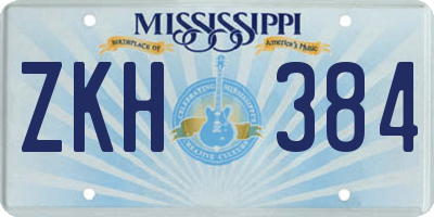 MS license plate ZKH384