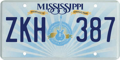 MS license plate ZKH387