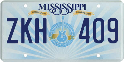 MS license plate ZKH409