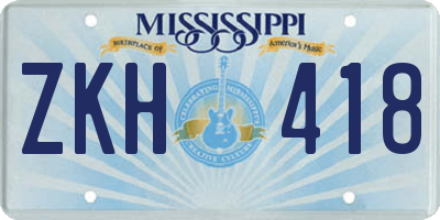 MS license plate ZKH418