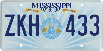 MS license plate ZKH433