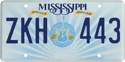 MS license plate ZKH443