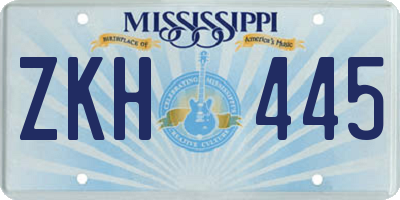 MS license plate ZKH445