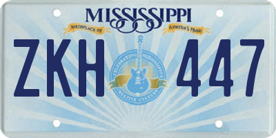 MS license plate ZKH447
