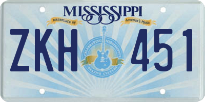 MS license plate ZKH451