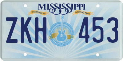 MS license plate ZKH453