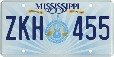 MS license plate ZKH455
