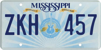 MS license plate ZKH457