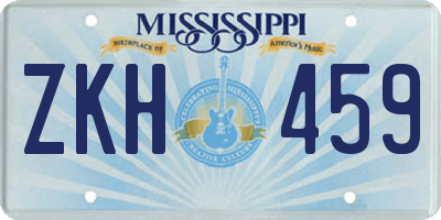 MS license plate ZKH459