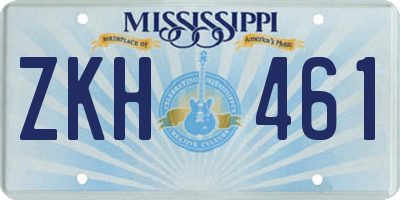MS license plate ZKH461