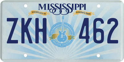 MS license plate ZKH462