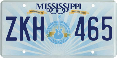 MS license plate ZKH465