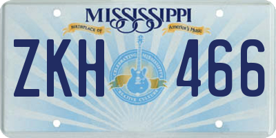 MS license plate ZKH466