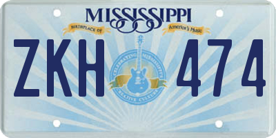 MS license plate ZKH474