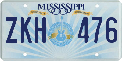 MS license plate ZKH476