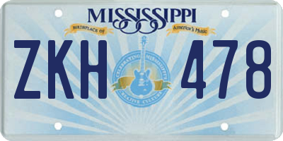 MS license plate ZKH478