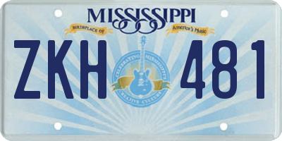 MS license plate ZKH481
