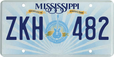MS license plate ZKH482